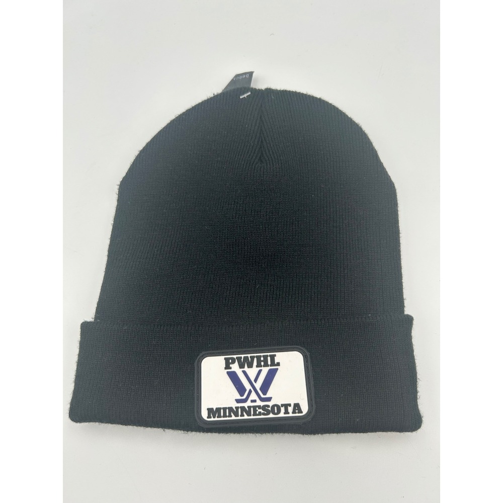 PWHL Minnesota Hockey Beanie Beechfield B45 Black Cuffed Knit Hat Fan Gear